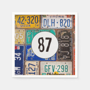 Rusty Licence Plate 87. Geburtstag Napkins Serviette