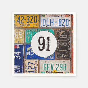 Rusty Licence Plate 91. Geburtstag Serviette