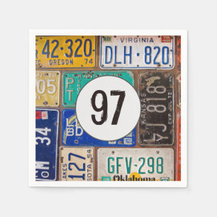 Rusty Licence Plate 97. Geburtstag Napkins Serviette