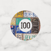 Rusty License Plate 100. Geburtstag Konfetti (Klein Vorderseite)