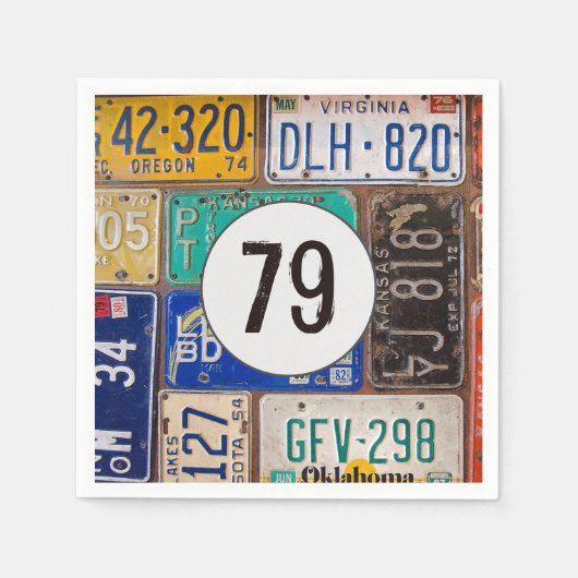 Rusty License Plate 79. Geburtstag Serviette (Vorderseite)