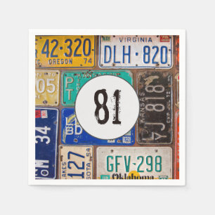 Rusty License Plate 81. Geburtstag Serviette