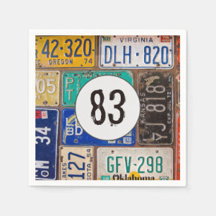 Rusty License Plate 83. Geburtstag Napkins Serviette