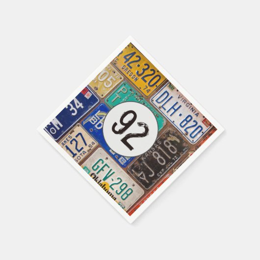 Rusty License Plate 92. Geburtstag Serviette (Ecke)