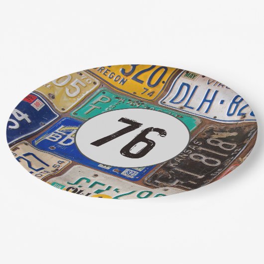 Rusty License Teller 76. Geburtstag (Schrägansicht)