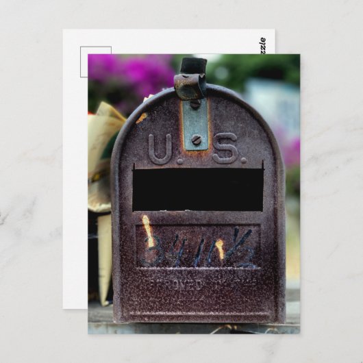Rusty Mailbox Portrait Postkarte (Vorne/Hinten)