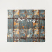 Rusty Metal Industrial 2 Text Wandteppich (Vorderseite (Horizontal))