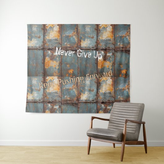 Rusty Metal Industrial 2 Text Wandteppich (Beispiel (Horizontal))