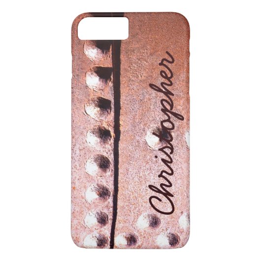 Rusty Metal Look Rustikaler Personalisierter Name Case-Mate iPhone Hülle (Rückseite)