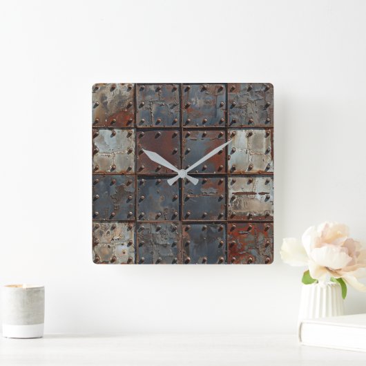 Rusty Metal Wall Clock Quadratische Wanduhr (Zuhause)