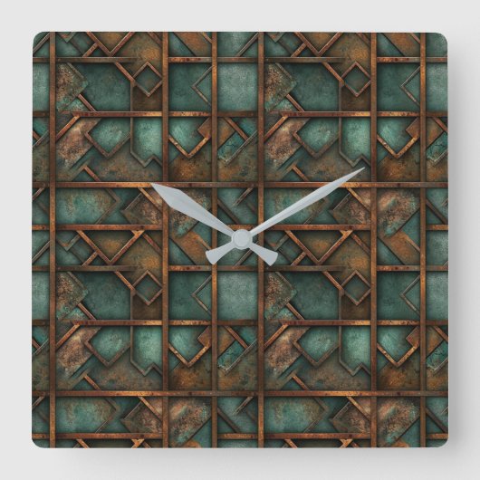Rusty Metal Wall Clock Quadratische Wanduhr (Vorderseite)
