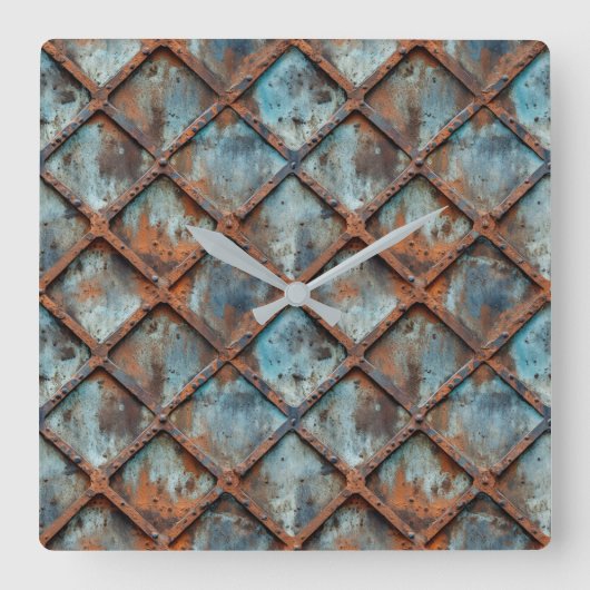 Rusty Metal Wall Clock Quadratische Wanduhr (Vorderseite)
