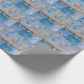 Rusty Metall Textur, blaue Kratze Hintergrund. Geschenkpapier (Ecke)