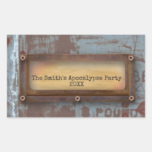 Rusty Namplate | Grunge Steampunk Halloween Rechteckiger Aufkleber (Vorderseite)
