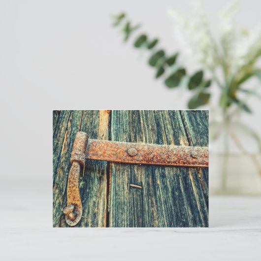 Rusty Old Barn Door Hintern Hinge Postkarte (Stehend Vorderseite)