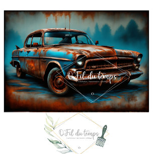 Rusty old car post-apocallyptic Tissue paper Seidenpapier