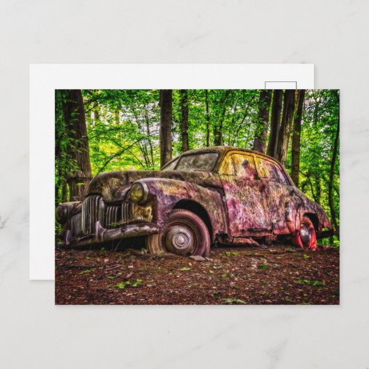 Rusty Old Car Vintag Postkarte (Vorne/Hinten)