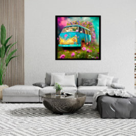 Rusty old Combi Van mit Blume Poster
