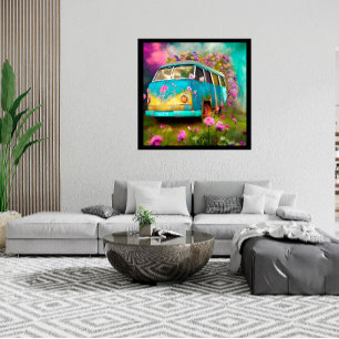 Rusty old Combi Van mit Blume Poster