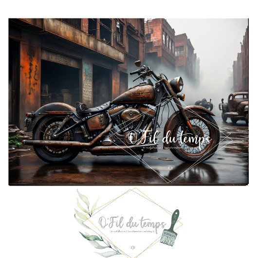 Rusty old motorbike post-apocallyptic Tissue paper Seidenpapier