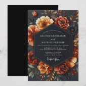 Rusty Orange Bloom Romance Wedding Einladung (Vorne/Hinten)