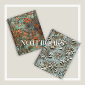 Rusty Orange Raised Floral Spiral Notebook Notizblock