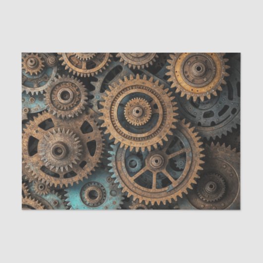 Rusty Patina Gears - Steampunk Decoupage Seidenpapier (Vorderseite)