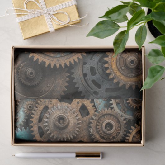 Rusty Patina Gears - Steampunk Decoupage Seidenpapier (Geschenk)