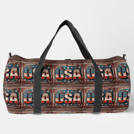 Rusty Patriotic USA Plate Duffle Bag (Vorderseite)