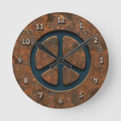 Rusty Peace Sign Runde Wanduhr (Vorderseite)