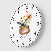 Rusty Pink Rose Blume Trendy Script Name Große Wanduhr (Winkel)