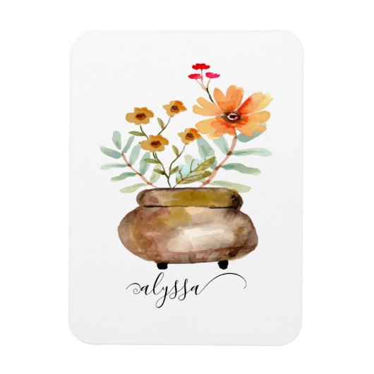 Rusty Pink Rose Blume Trendy Script Name Magnet (Vertikal)