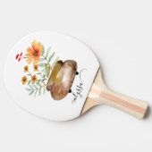 Rusty Pink Rose Flowers Trendy Script Name Tischtennis Schläger (Seitenansicht)