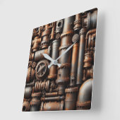 Rusty Pipes Wall Clock Quadratische Wanduhr (Winkel)