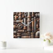 Rusty Pipes Wall Clock Quadratische Wanduhr (Zuhause)