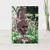 Rusty Rabbit Flower Garden Personalisiert Geburtst Karte (Vorderseite)