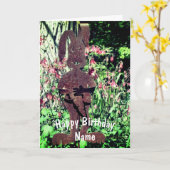 Rusty Rabbit Flower Garden Personalisiert Geburtst Karte (Gelbe Blume)