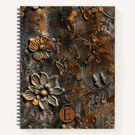 Rusty Raised Floral Spiral Notebook - Custom Notizblock