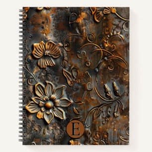 Rusty Raised Floral Spiral Notebook - Custom Notizblock