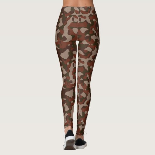 Rusty Red and Dark Olive Camo abstract Leggings (Rückseite)