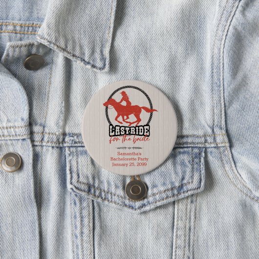 Rusty Red letzte Fahrt für die Braut Button (Beispiel)