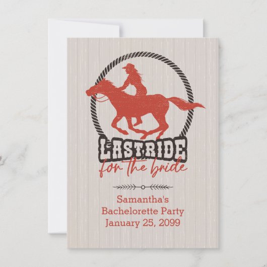 Rusty Red letzte Fahrt für die Braut Einladung (Vorderseite)