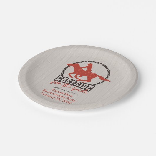 Rusty Red letzte Fahrt für die Braut Pappteller (Schrägansicht)