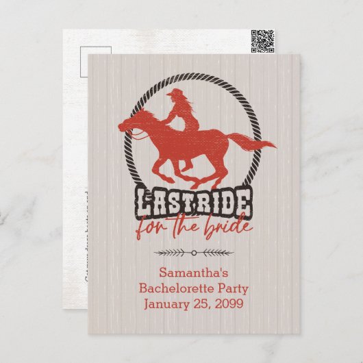 Rusty Red letzte Fahrt für die Braut Postkarte (Vorne/Hinten)