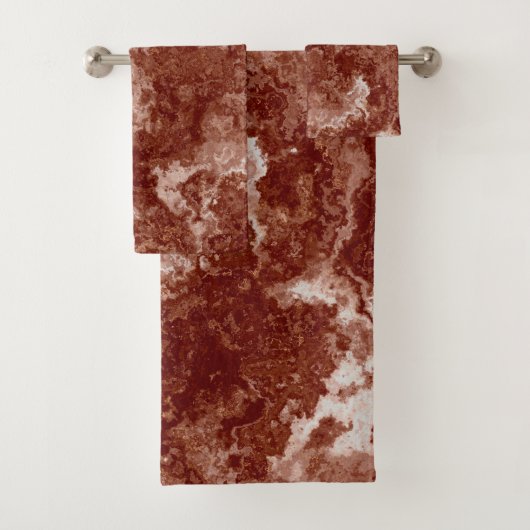 Rusty Red Marble abstrakt Badhandtuch Set (Insitu)