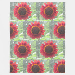 Rusty Red Sunflower Fleecedecke