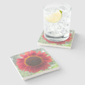 Rusty Red Sunflower Steinuntersetzer (Seitenansicht)