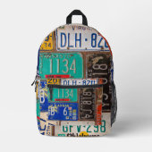 Rusty Retro License Plate Collection Bedruckter Rucksack (Vorderseite)