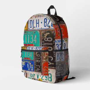 Rusty Retro License Plate Collection Bedruckter Rucksack