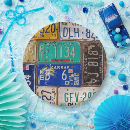 Rusty Retro License Plate Collection Pappteller (Party)